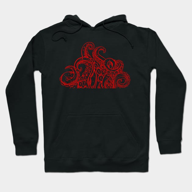 Monstruous Tentacles - Red Hoodie by Kahytal